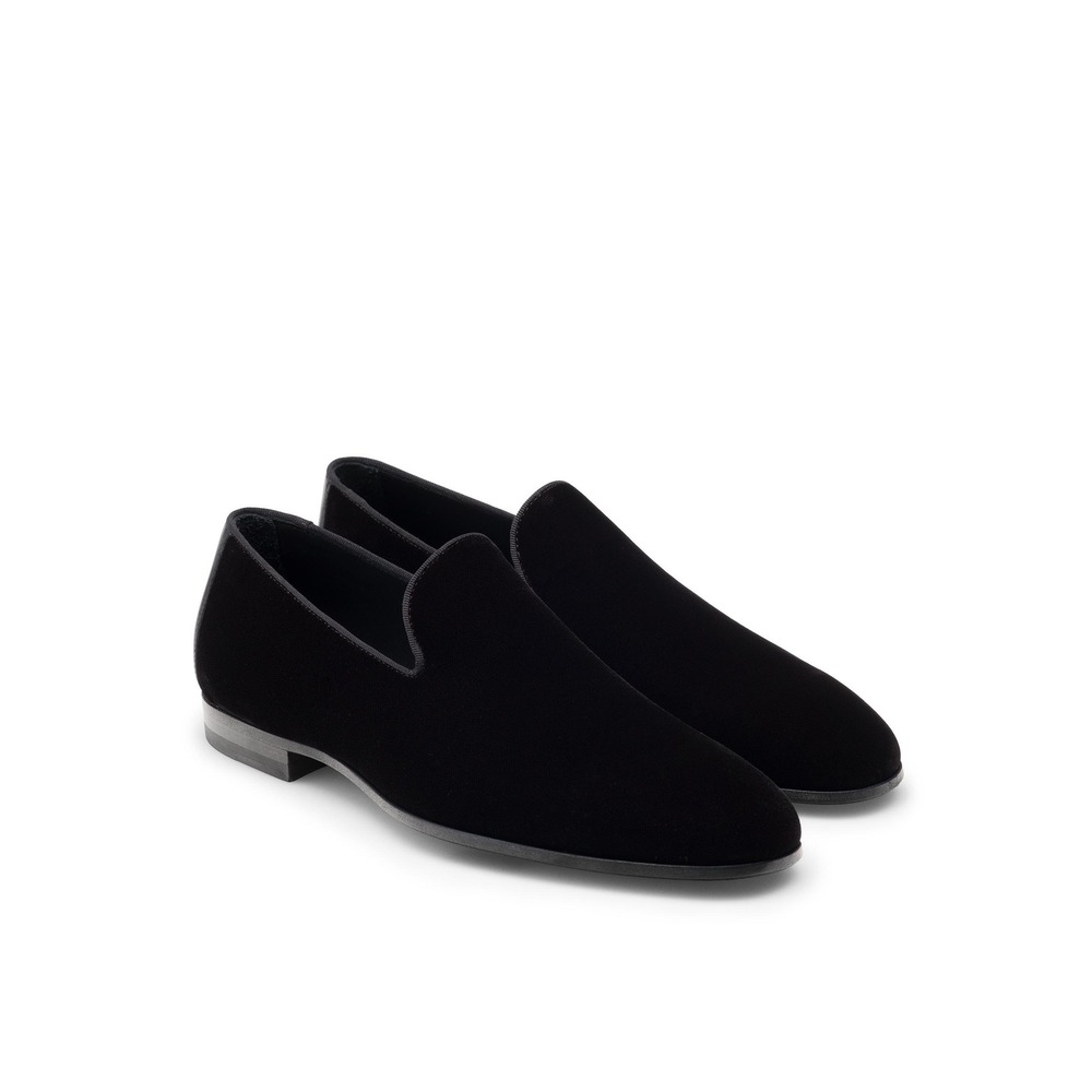 Magnanni Jareth Men's Black Velvet Venetian Loafers Dress Shoes- Size 7